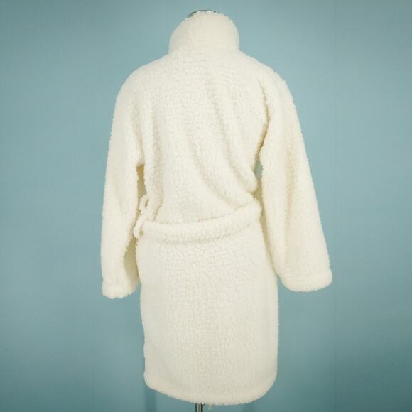 Pottery Barn Size Small S Ivory Sherpa Teddy Belted Tunic Length Knit Bath Robe - Picture 2 of 7